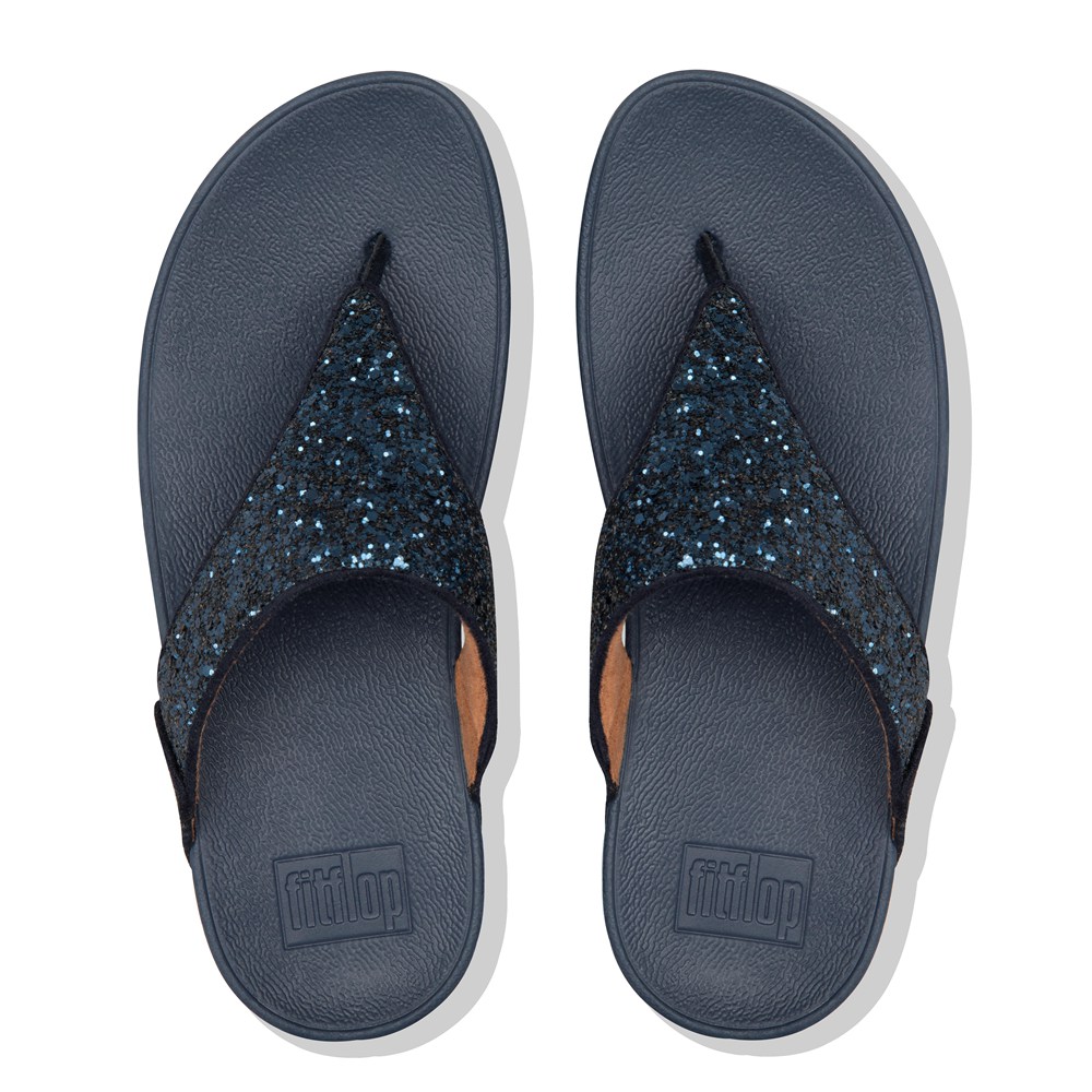 Fitflop Womens Sandals Navy - Lulu Glitter Toe-post - 12GFOZNAQ